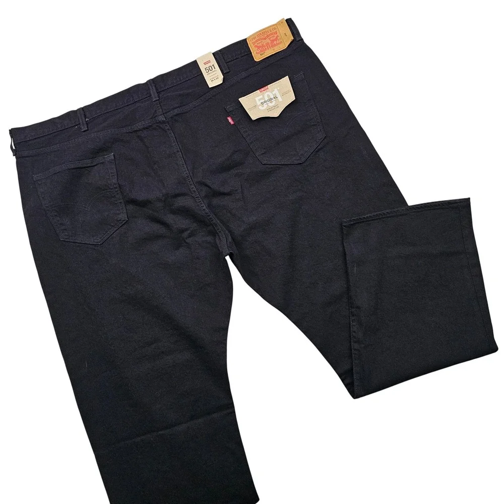 Levi's 501‎ Original Jeans Mens 56x34 Black Straight Leg Stretch Button Fly NEW